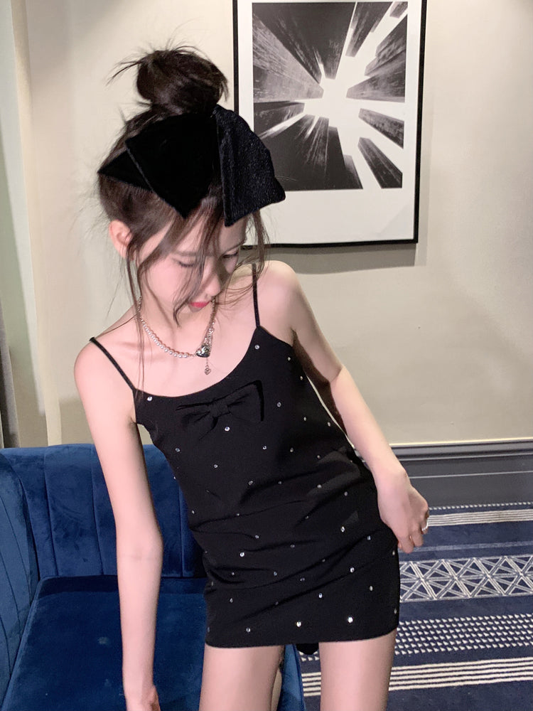 Black Crystal Sling Dress