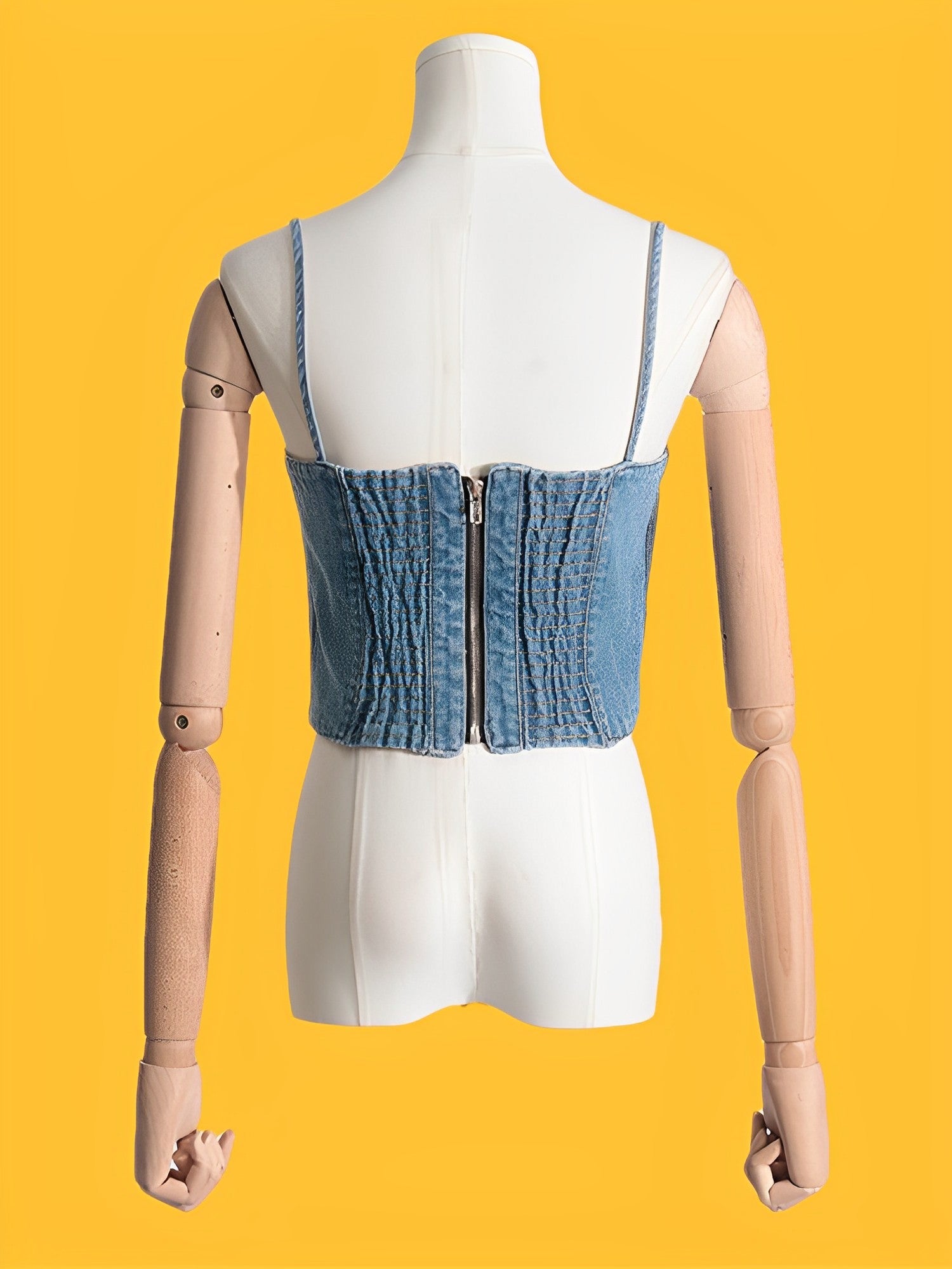 Blue Denim Bustier Camisole Top