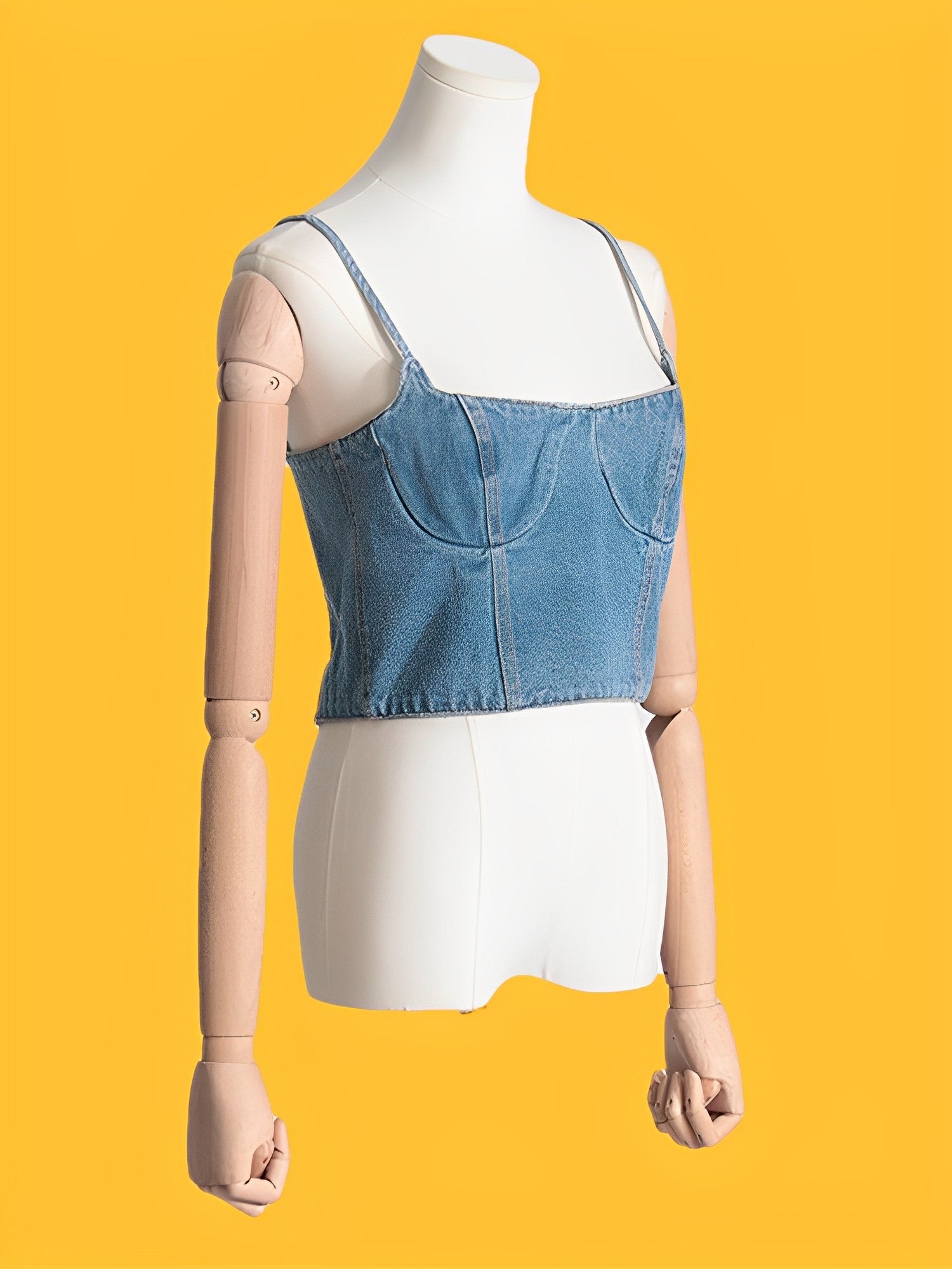 Blue Denim Bustier Camisole Top