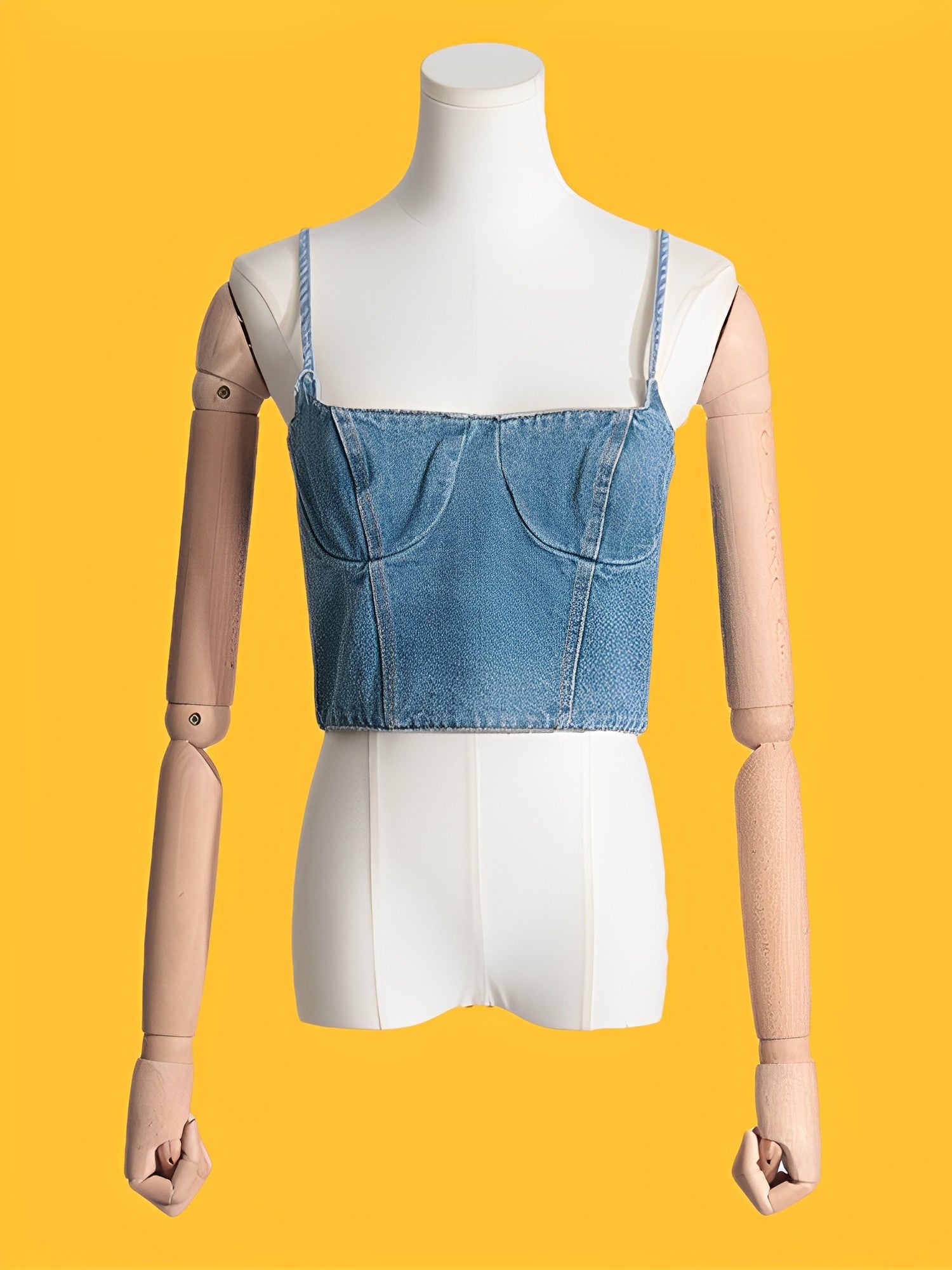 Blue Denim Bustier Camisole Top