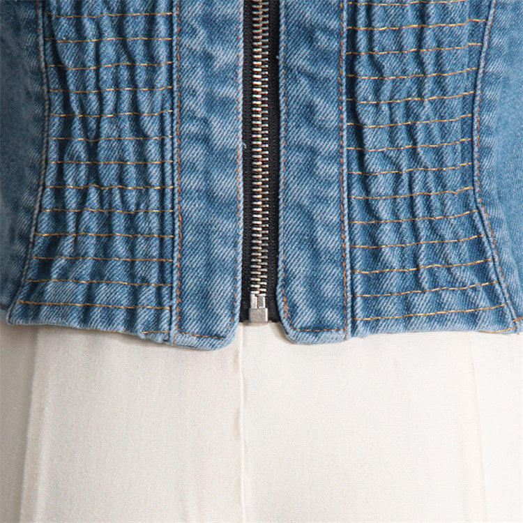 Blue Denim Bustier Camisole Top