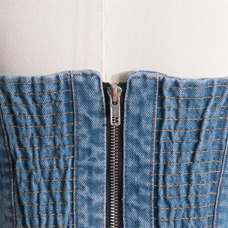 Blue Denim Bustier Camisole Top