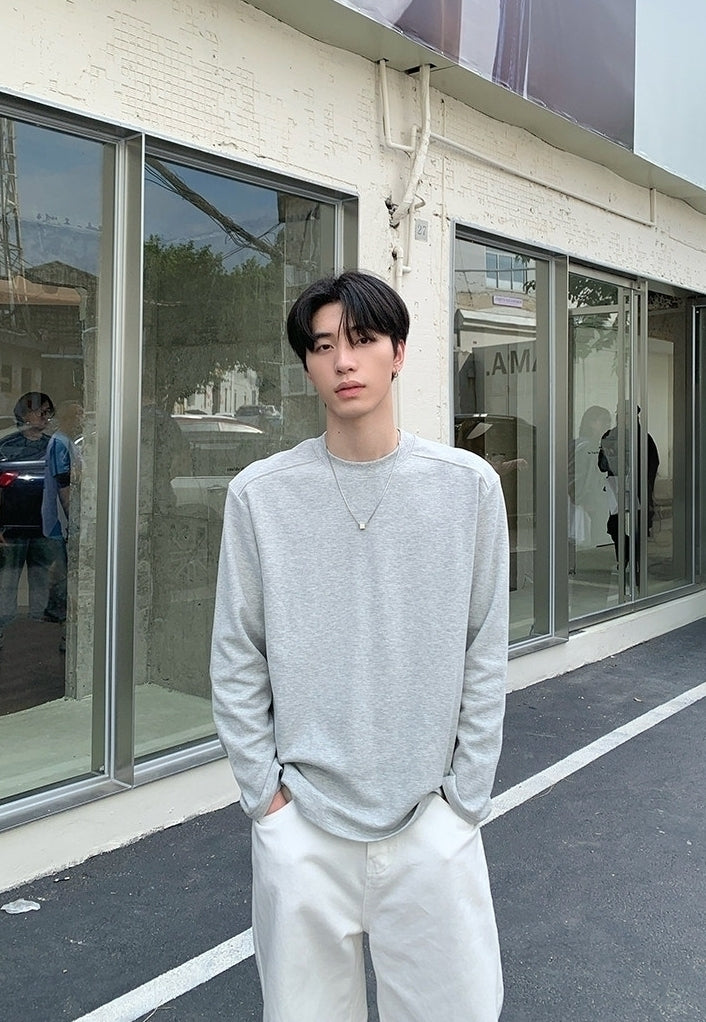 Solid Color Long Sleeve Casual Base Layer Shirt