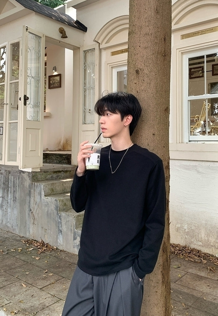 Solid Color Long Sleeve Casual Base Layer Shirt