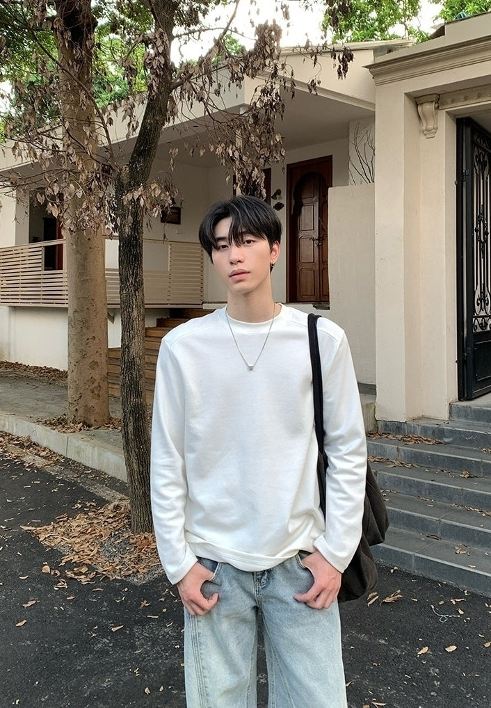 Solid Color Long Sleeve Casual Base Layer Shirt