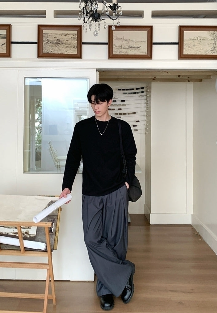 Solid Color Long Sleeve Casual Base Layer Shirt
