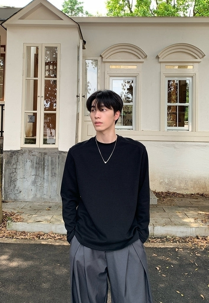 Solid Color Long Sleeve Casual Base Layer Shirt