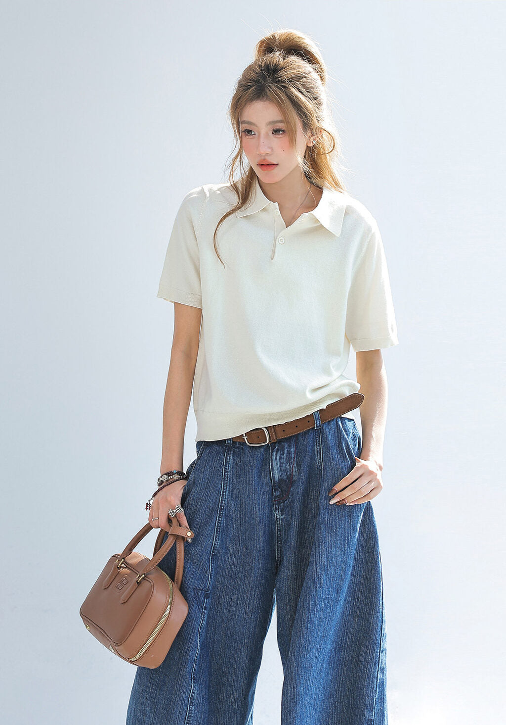 Solid Short Sleeve Polo Top