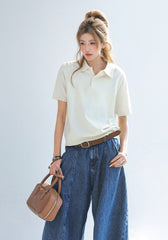 Solid Short Sleeve Polo Top