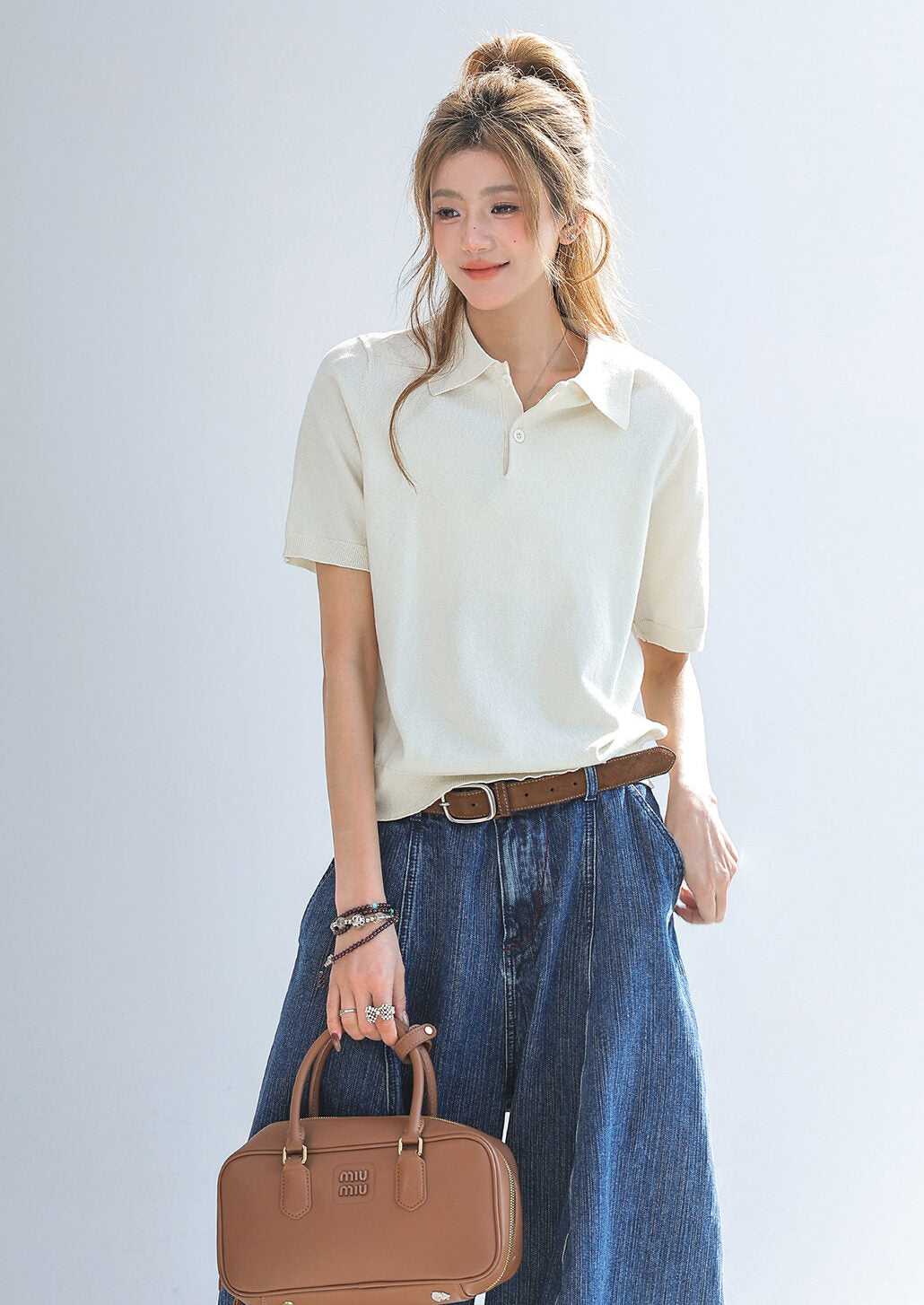 Solid Short Sleeve Polo Top