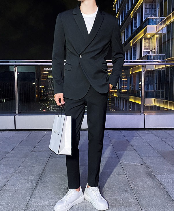 Grey Asymmetrical Suit Jacket
