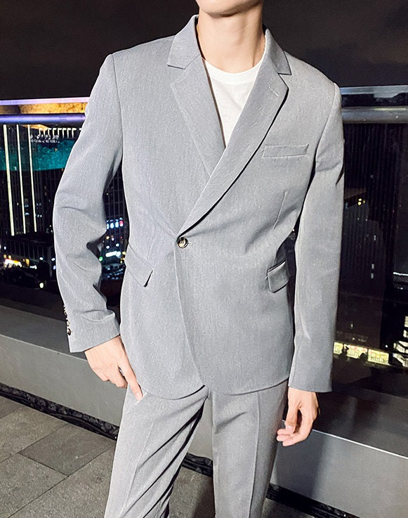 Grey Asymmetrical Suit Jacket