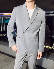 Grey Asymmetrical Suit Jacket