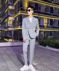 Grey Asymmetrical Suit Jacket