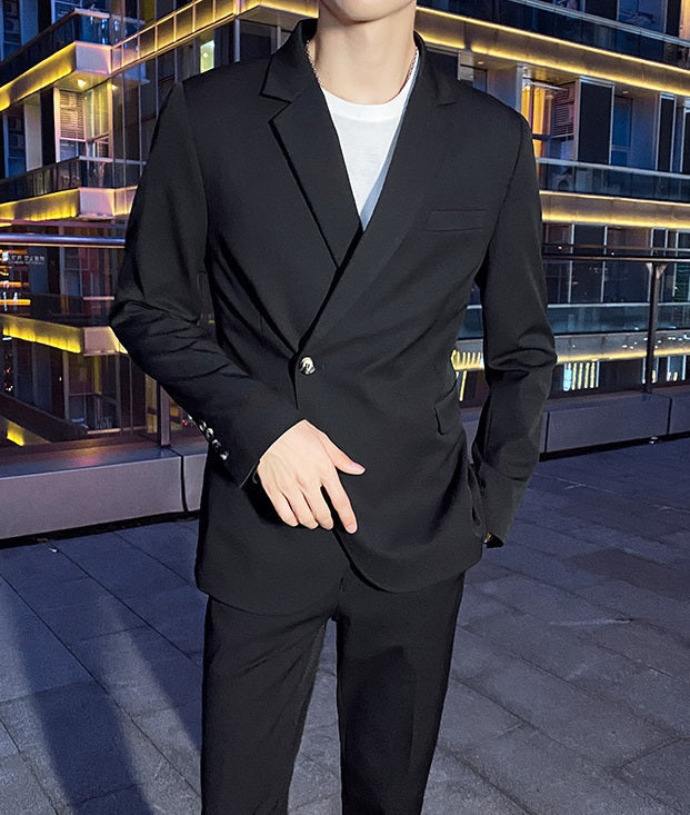 Grey Asymmetrical Suit Jacket