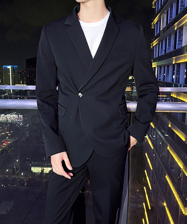 Grey Asymmetrical Suit Jacket