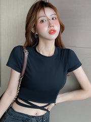 Black Tie-Waist T-Shirt