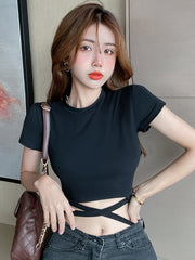 Black Tie-Waist T-Shirt