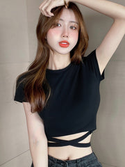 Black Tie-Waist T-Shirt