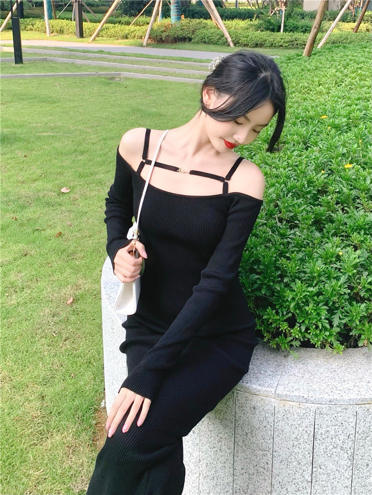 Brown Off-Shoulder Long Dress