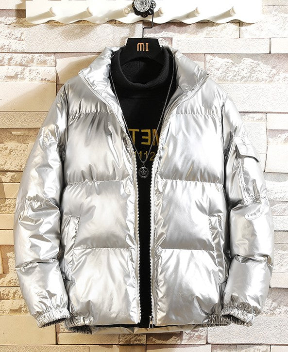 Glossy Grey Puffer Jacket