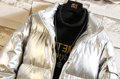 Glossy Grey Puffer Jacket