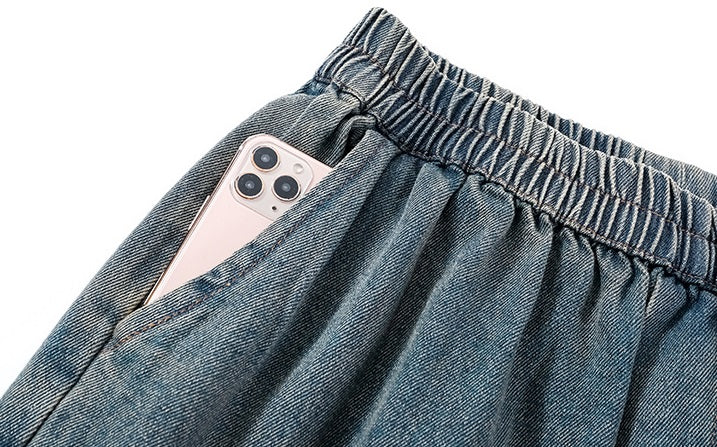 Blue Acid-Washed Cargo Jeans