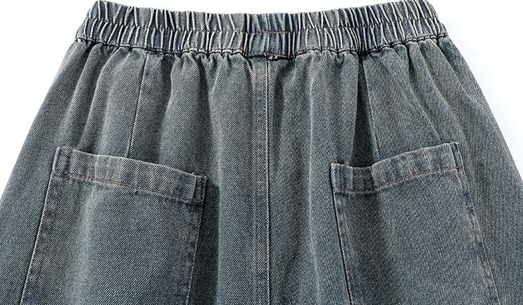 Blue Acid-Washed Cargo Jeans