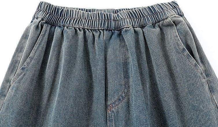 Blue Acid-Washed Cargo Jeans