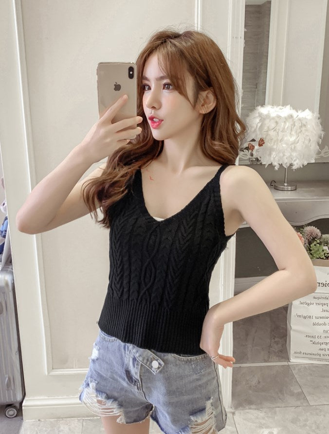 White Twisted Sling V-Neck Cami Top