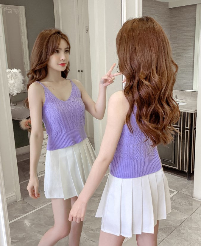 White Twisted Sling V-Neck Cami Top
