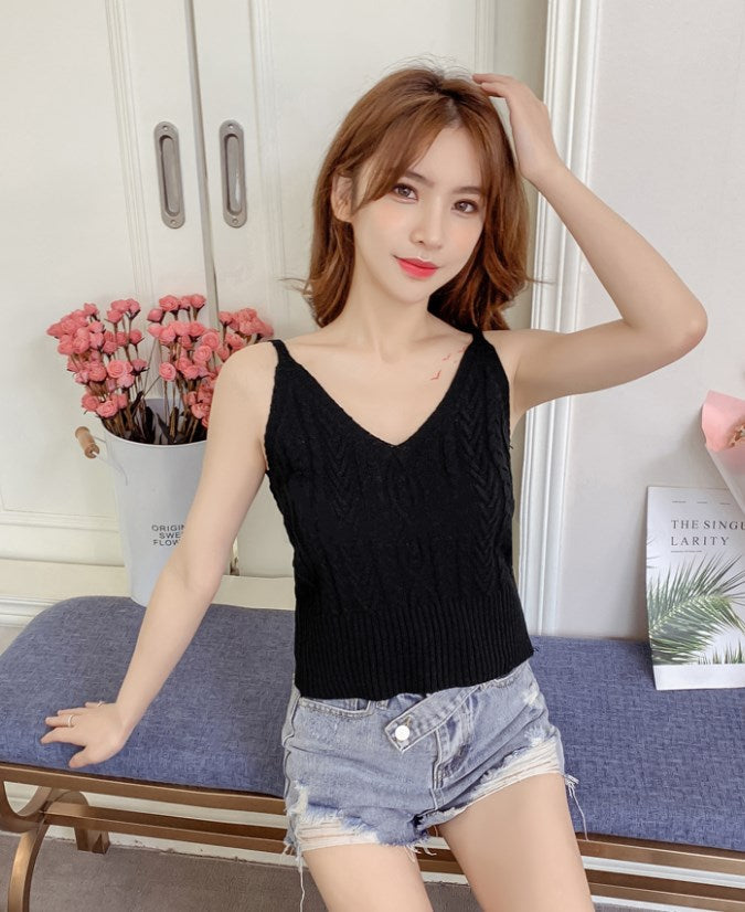 White Twisted Sling V-Neck Cami Top