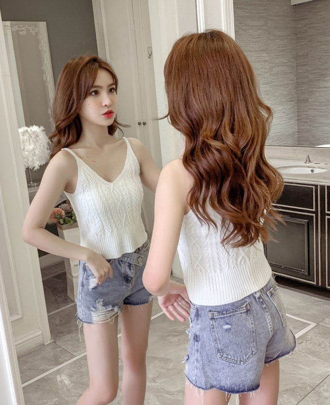White Twisted Sling V-Neck Cami Top