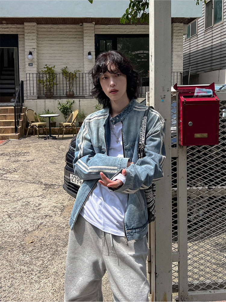 Stand Collar Denim Jacket