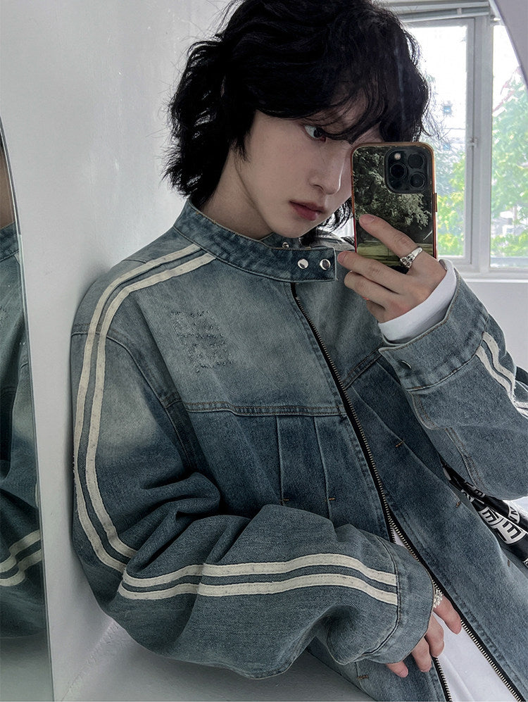 Stand Collar Denim Jacket