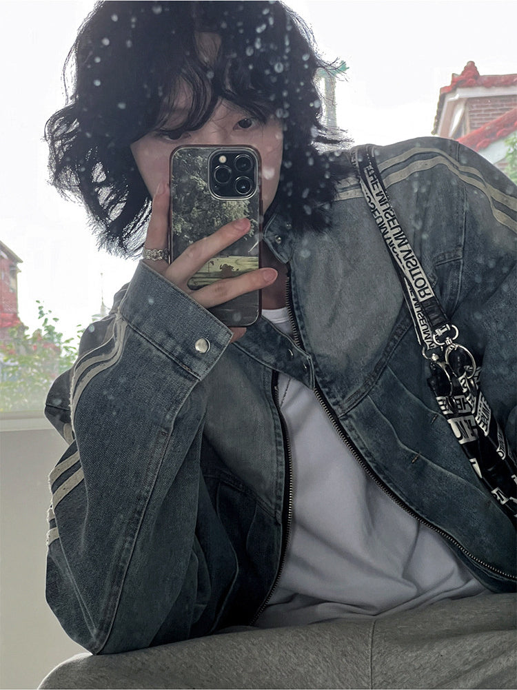 Stand Collar Denim Jacket