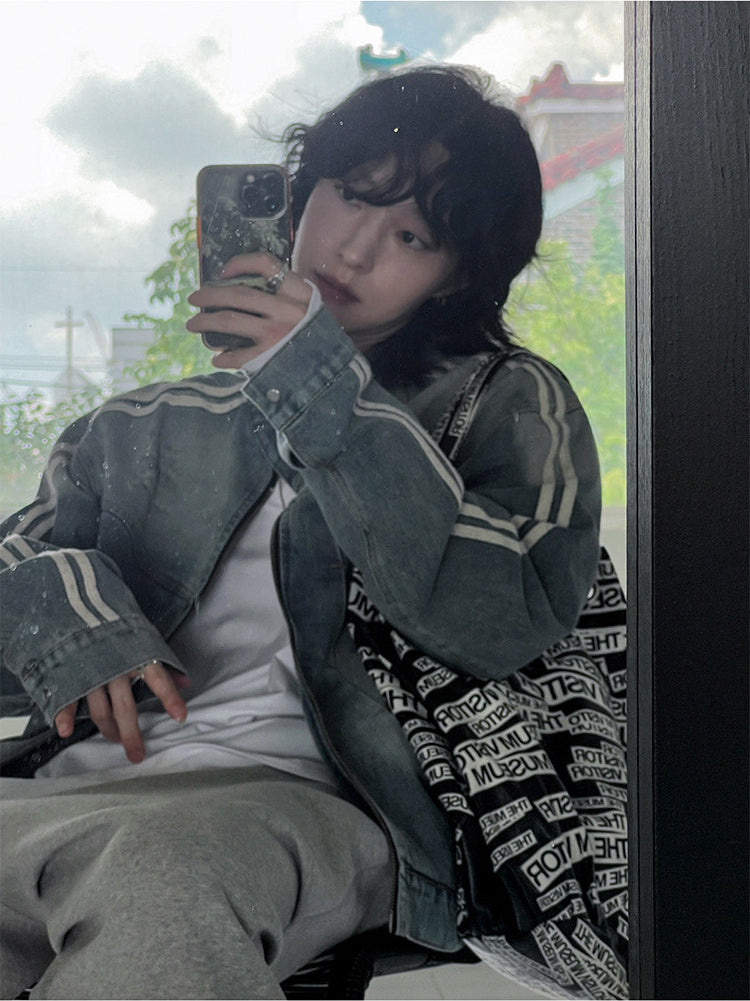 Stand Collar Denim Jacket