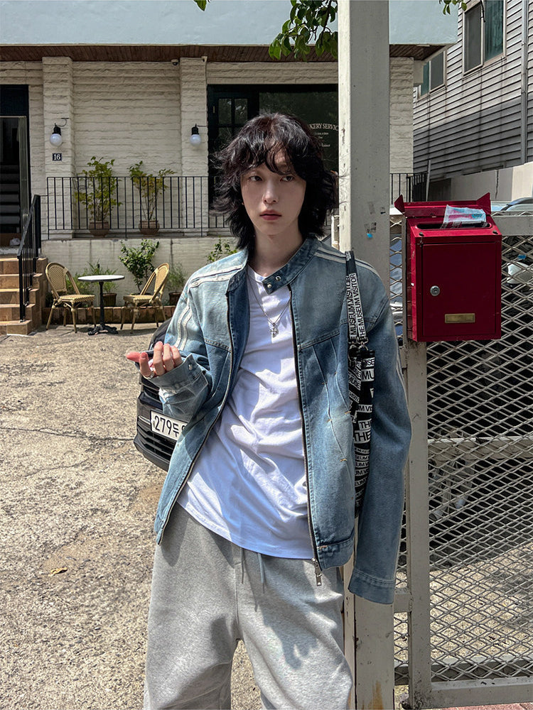 Stand Collar Denim Jacket