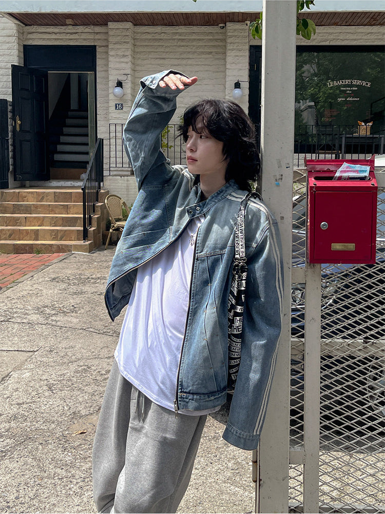 Stand Collar Denim Jacket