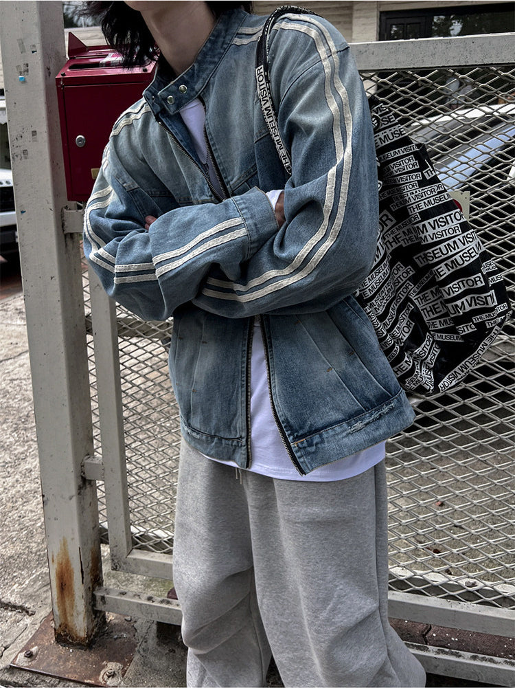 Stand Collar Denim Jacket