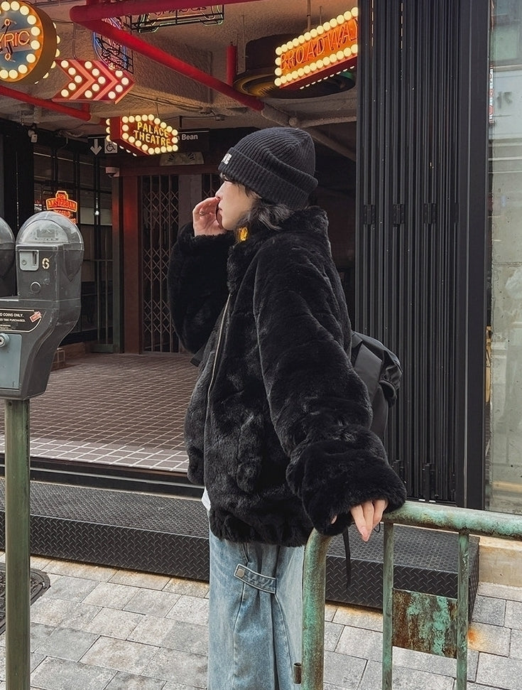 Stand Collar Winter Jacket Warm Loose Fit Commuter Style