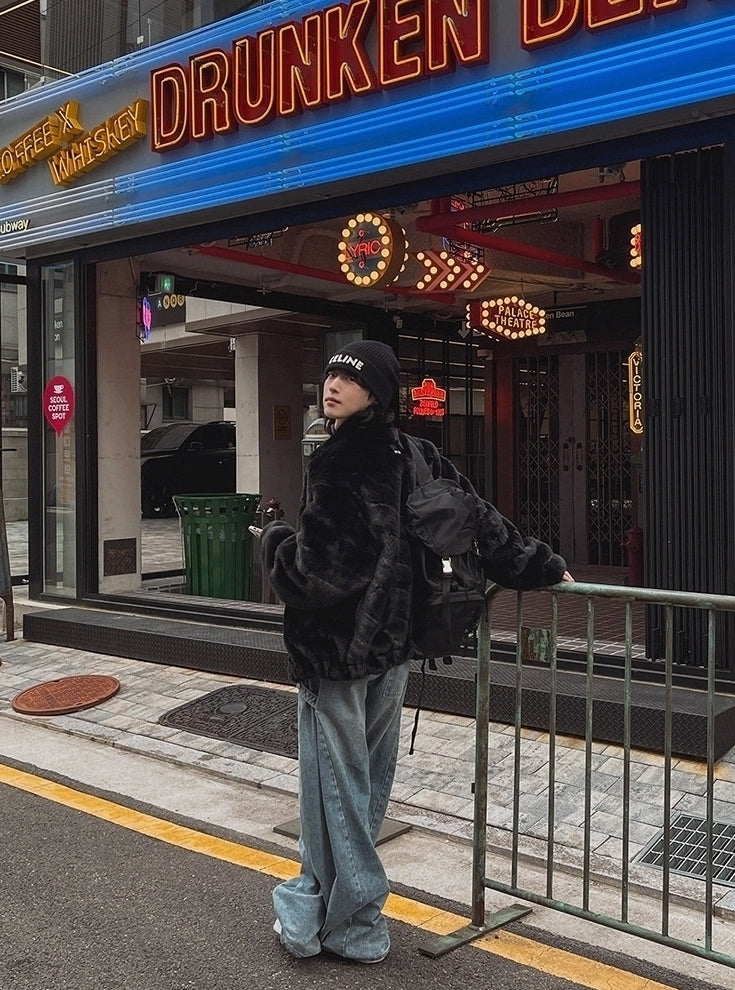 Stand Collar Winter Jacket Warm Loose Fit Commuter Style