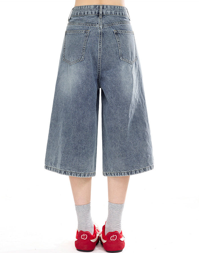Star Patch Cropped Denim Pants