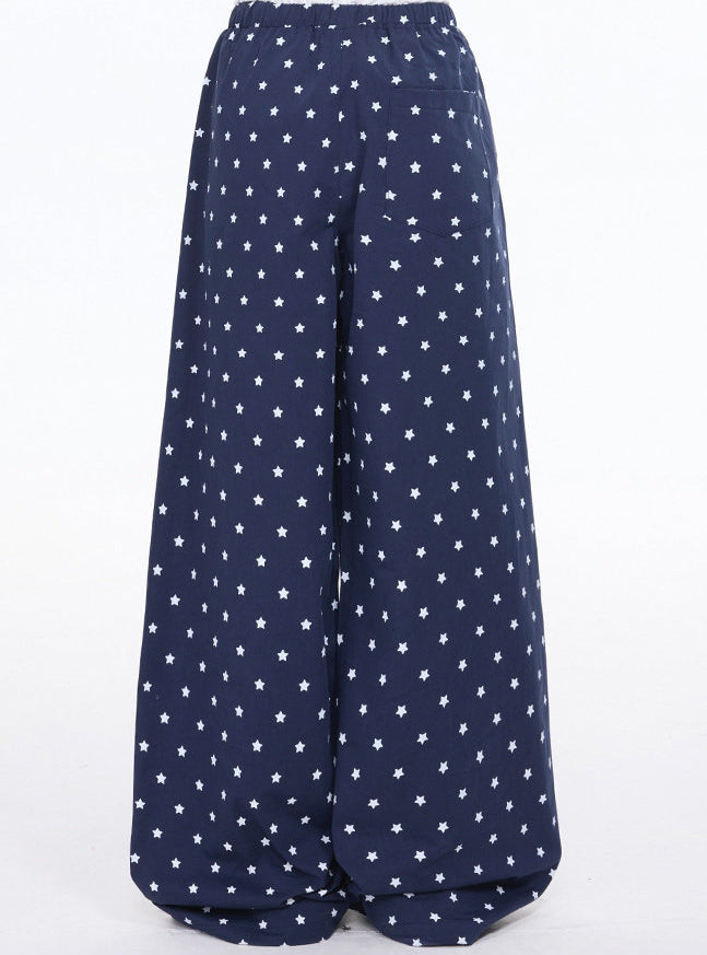 Star Print Wide Leg Pants