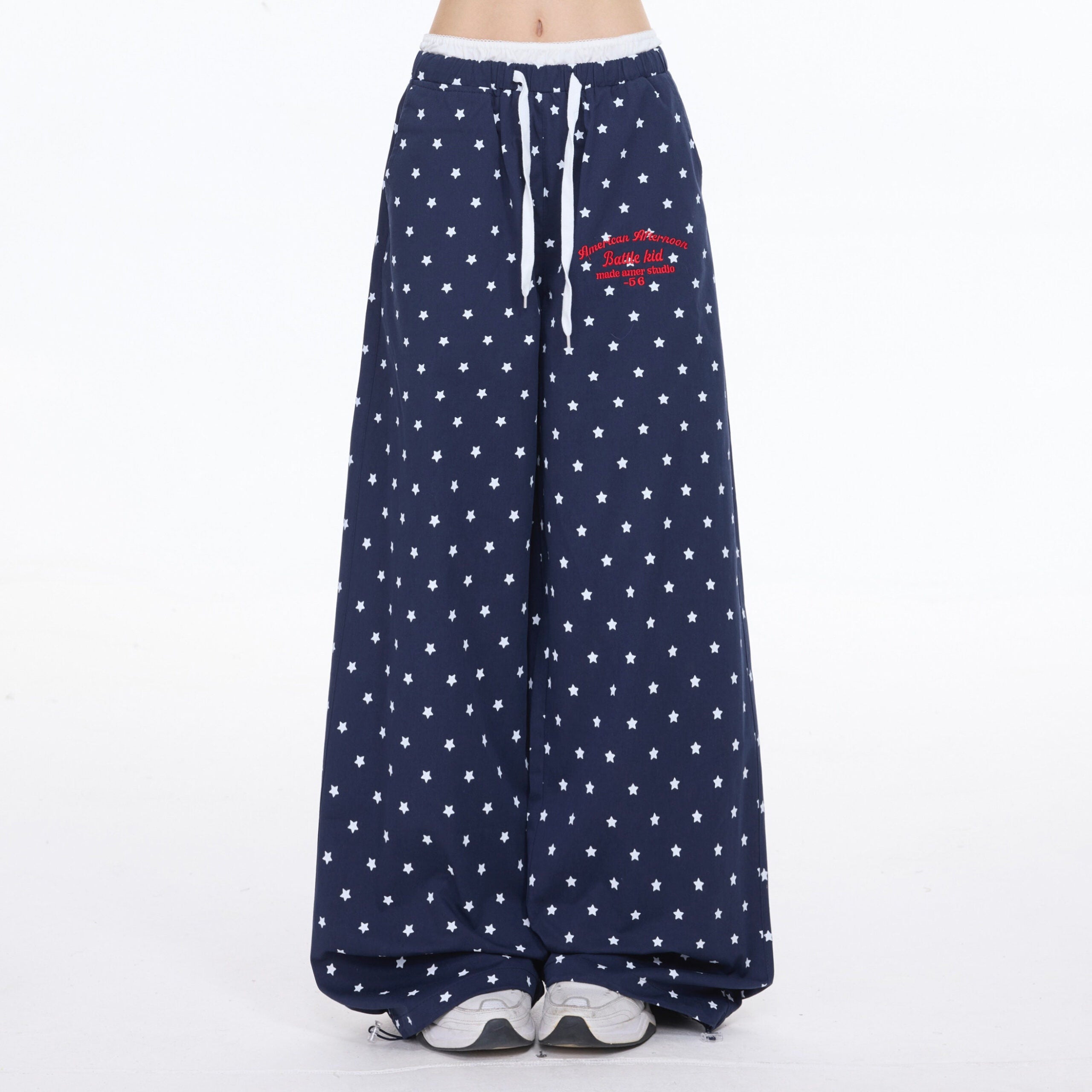 Star Print Wide Leg Pants