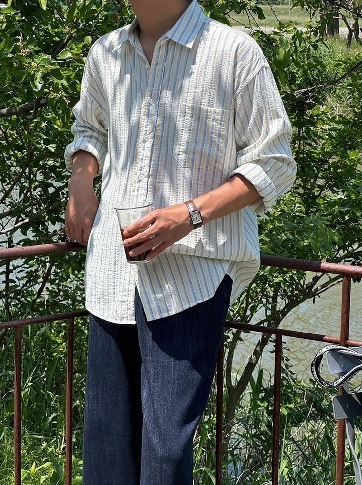 Striped Casual Long Sleeve Relaxed Fit Shirt
