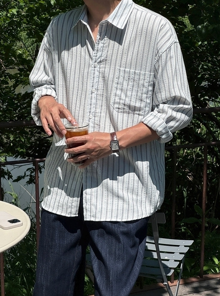 Striped Casual Long Sleeve Relaxed Fit Shirt