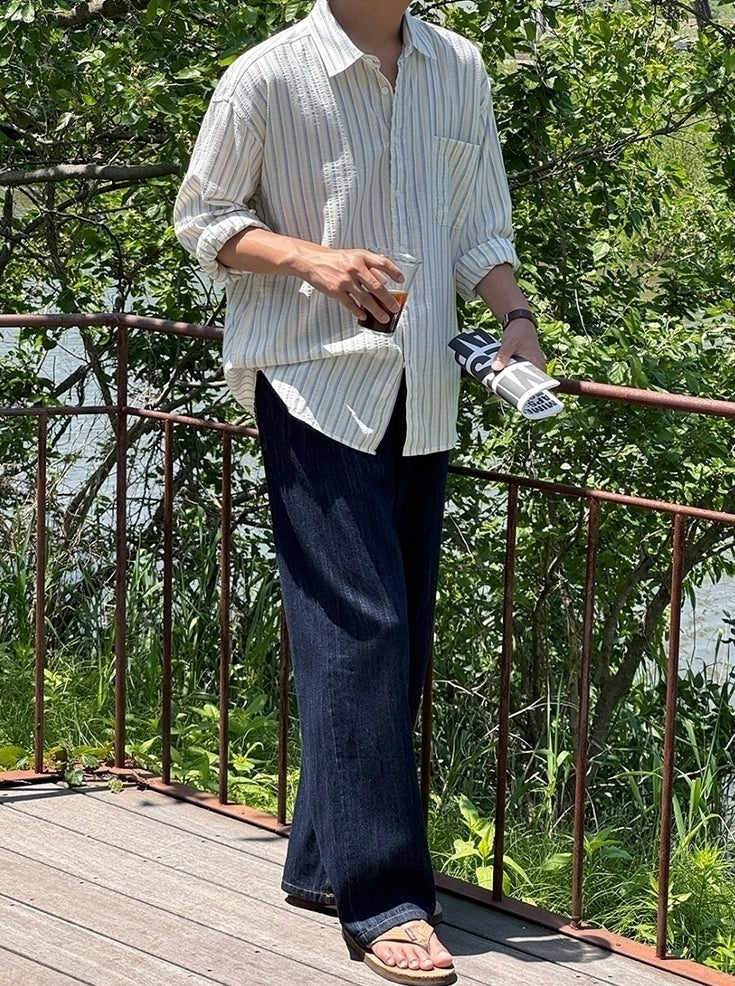 Striped Casual Long Sleeve Relaxed Fit Shirt