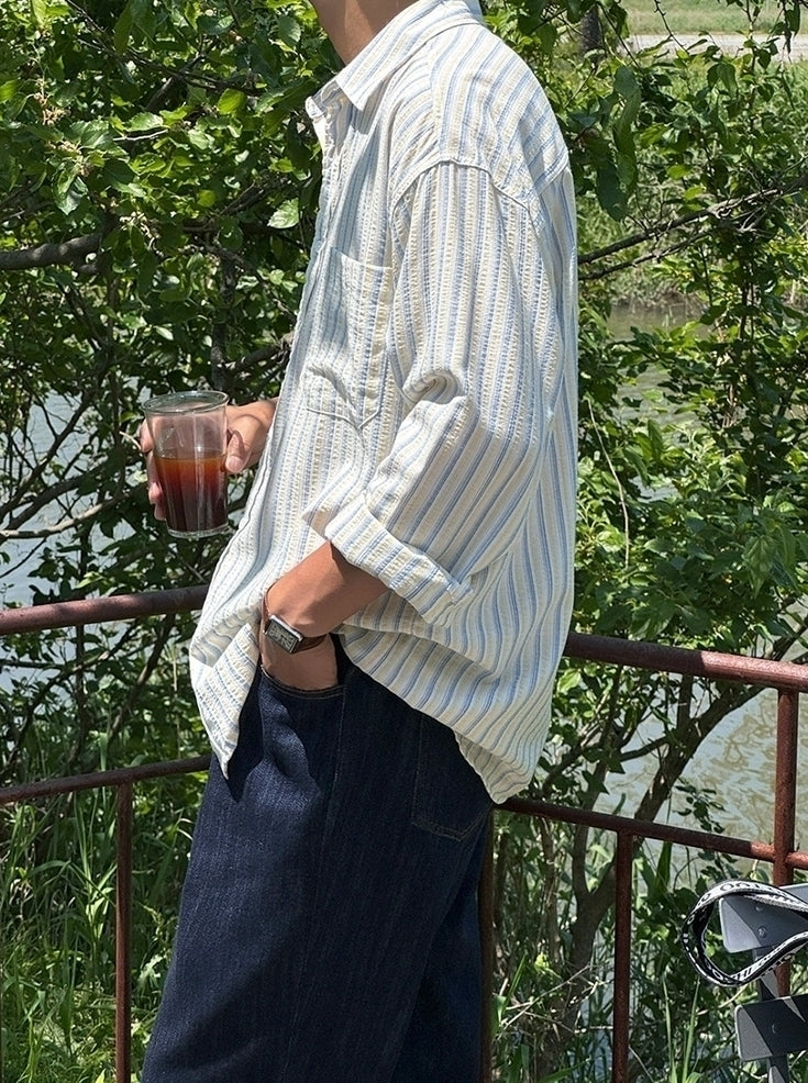 Striped Casual Long Sleeve Relaxed Fit Shirt