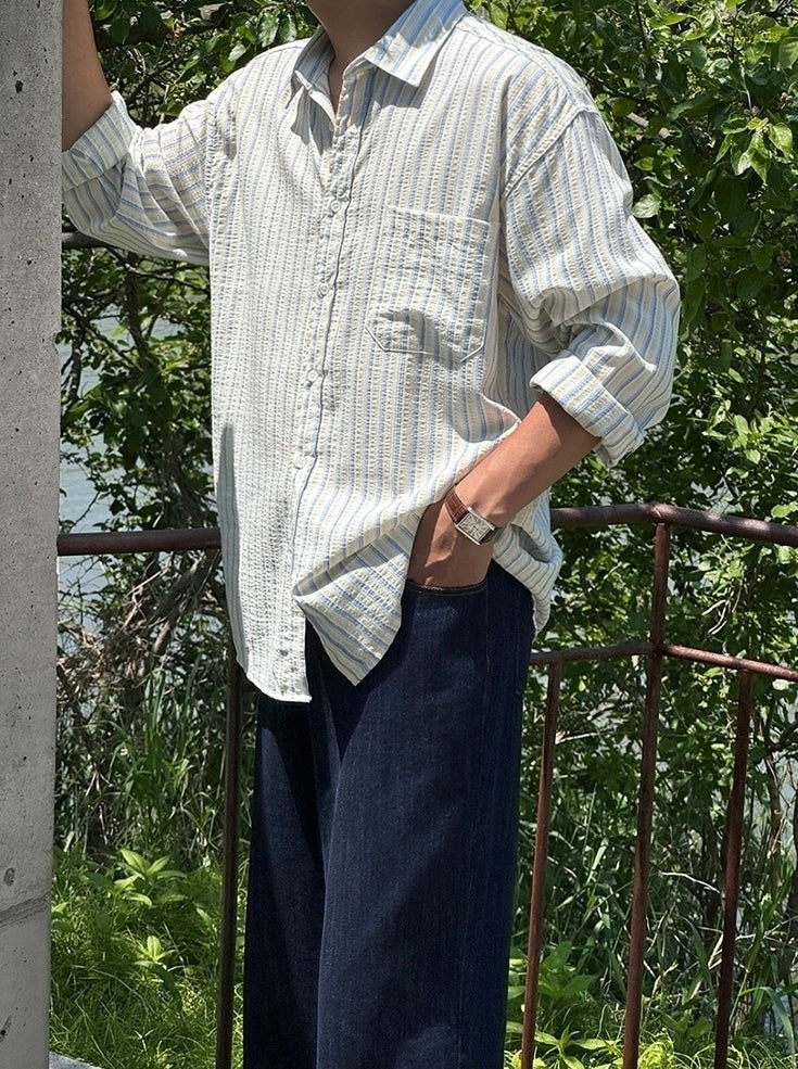 Striped Casual Long Sleeve Relaxed Fit Shirt